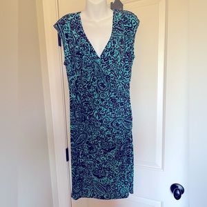 Chaps stretch faux wrap dress. NWT